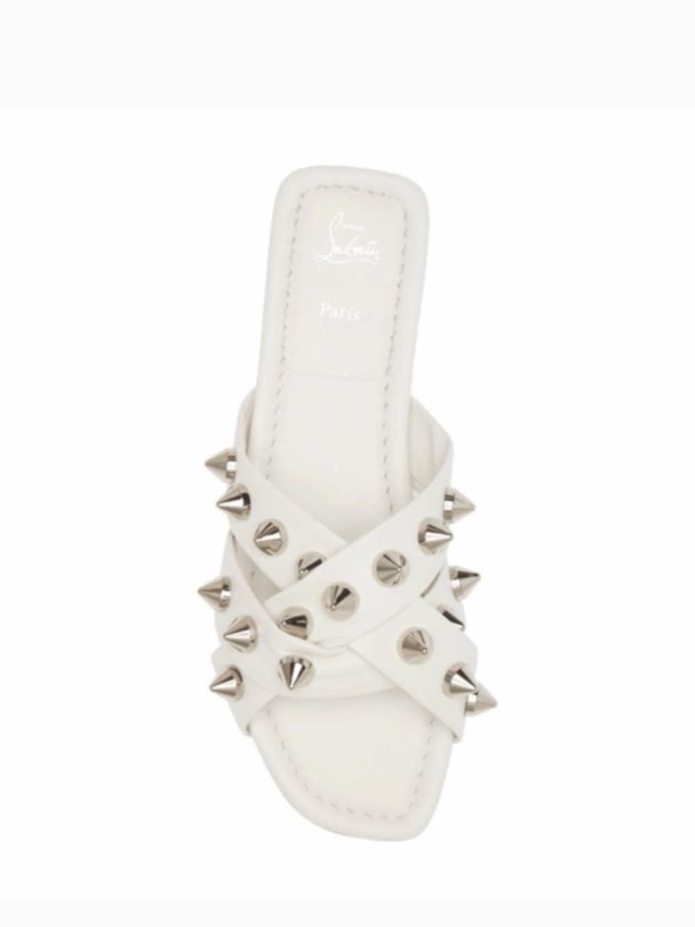 Christian Louboutin White Miss Spika Slide Sandals Size 8 - Picture 4 of 11